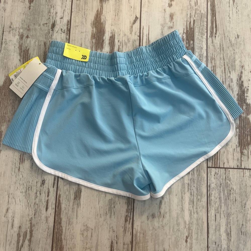 All in Motion Mid Rise Dolphin Running Shorts Light Blue White Trim Women’s M - Picture 9 of 15